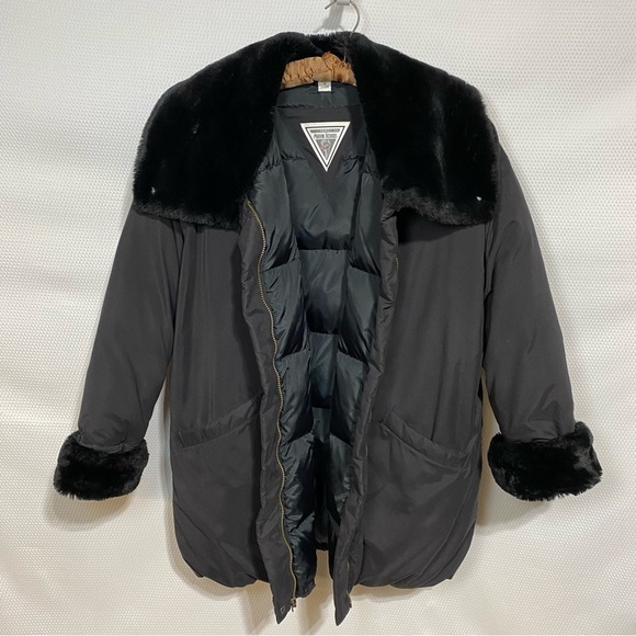 J. Percy For Marvin Richards Vintage  Women’s DOWN coat Fur trim Size L - Picture 1 of 14